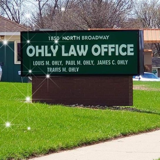 Sign outside of Ohly Law office